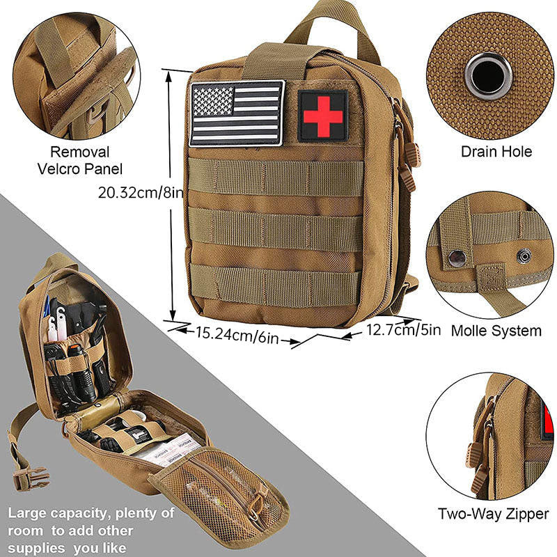 Multi-functional Outdoor First Aid Kit, Emergency Survival Gear with Trauma Bag for Camping, Hiking, Hunting Adventures - Moze