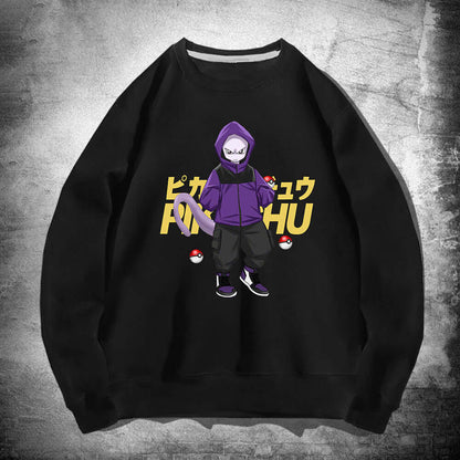 Pok É Mon Round Neck Sweater For Men And Womens Spring and Autumn Wear Japanese Anime Pikachu Superman Loose Shoulder Jacket - Moze
