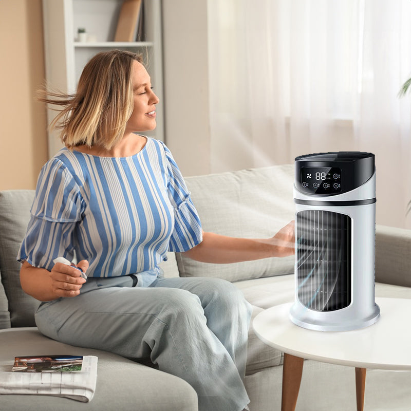 Six - speed timed silent AC cooling fan, new mini portable AC, USB air cooler, bladeless electric fan. - Moze