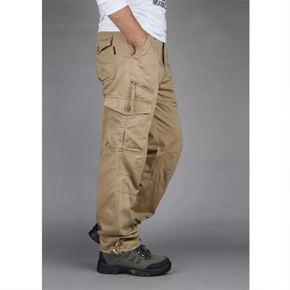Men's Cotton Cargo Overalls for Camping & Hiking - Straight-Leg, Multi-Pocket Baggy Trousers - Moze