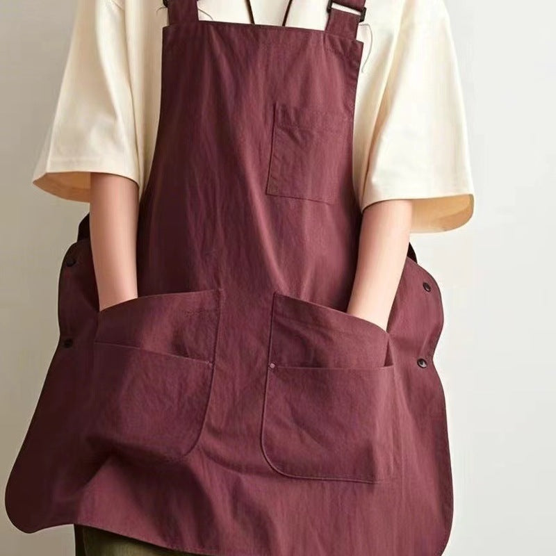 Double-Sided Waterproof Kitchen Apron – Adjustable Unisex Chef Apron, Pure Color Household Cooking Workwear - Moze
