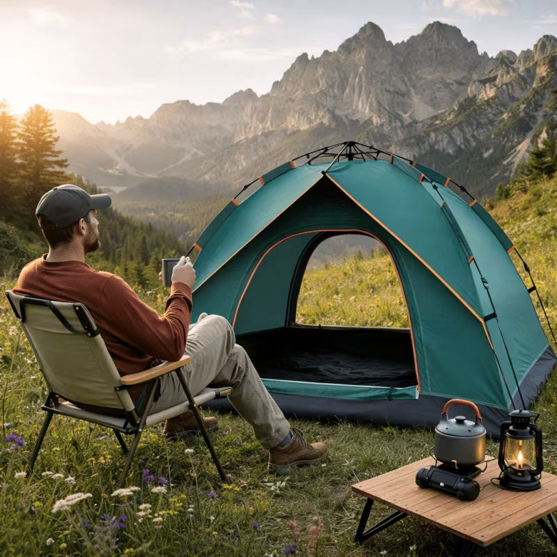 3-12 Person Double Layer 2-Bedroom Family Tunnel Camping Tent Waterproof Windproof UV Resistant for Outdoor Hiking & Camping - Moze