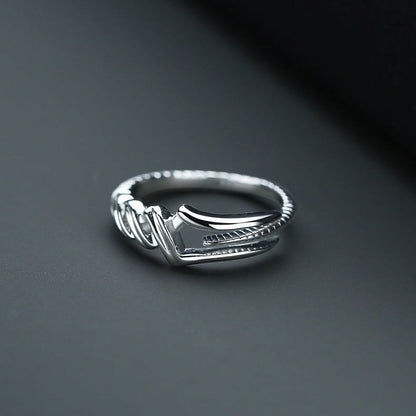 Modern Metal Stone Cross-Opening Design Ring - Moze