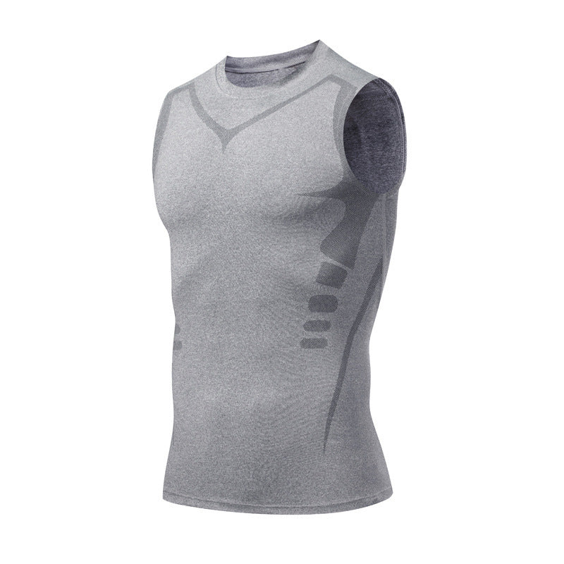 Quick-dry Men's Sports Fitted Short Sleeve Highly Elastic Breathable Moisture-wicking Fitness Training Vest - Moze
