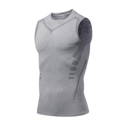 Quick-dry Men's Sports Fitted Short Sleeve Highly Elastic Breathable Moisture-wicking Fitness Training Vest - Moze