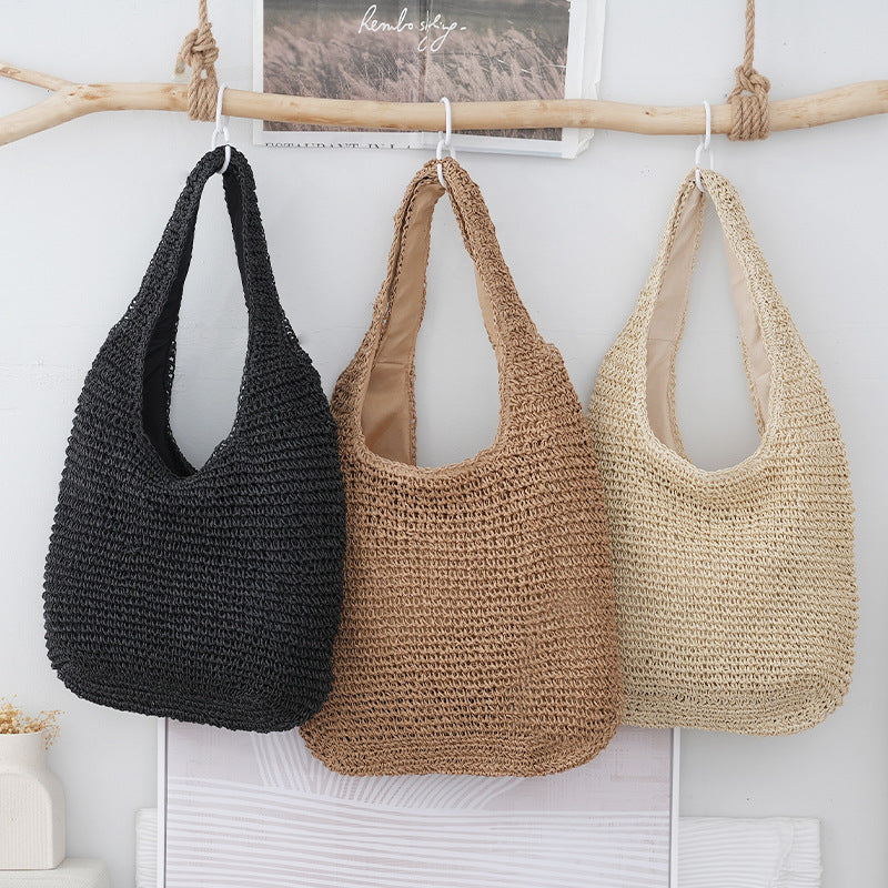 Handheld Bag Everyday Commute Versatile Woven Bag Vacation Shoulder Bag - Moze
