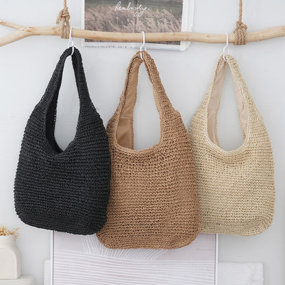 Handheld Bag Everyday Commute Versatile Woven Bag Vacation Shoulder Bag - Moze