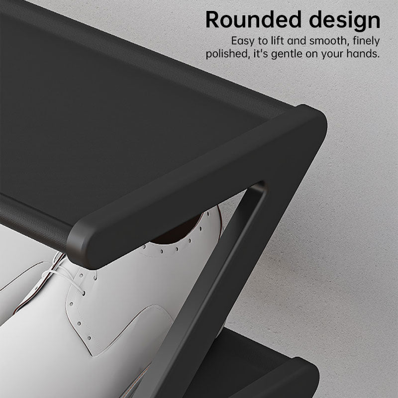 Z-shaped 4-layer shoe organizer: space-saving, wall/corner-mount, stackable, adjustable storage shelf. - Moze