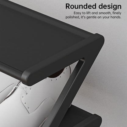 Z-shaped 4-layer shoe organizer: space-saving, wall/corner-mount, stackable, adjustable storage shelf. - Moze