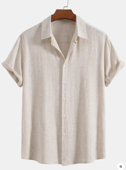 Men's Stand Collar Slim Fit Linen-Cotton Suit Set - Moze