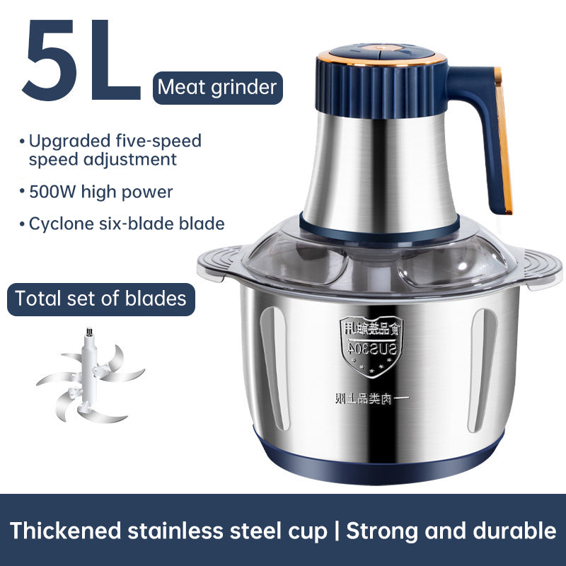 Electric Meat Grinders, 5L Food Processor, Stainless Steel Multifunctional Vegetable Slicer, Kitchen Chopper & Mixer - Moze