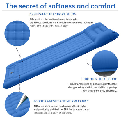 Outdoor thicken self-inflating camping mattress: ultralight, with built-in pump, ideal for travel, hiking, fishing. - Moze