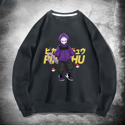 Pok É Mon Round Neck Sweater For Men And Womens Spring and Autumn Wear Japanese Anime Pikachu Superman Loose Shoulder Jacket - Moze