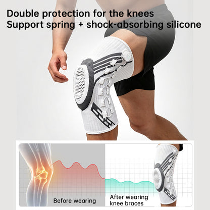 Adjustable Knob Knee Brace with Spring Support, Slim Shin Defender Basketball Knee Pads, Non-Slip Compression Sports Protector - Moze