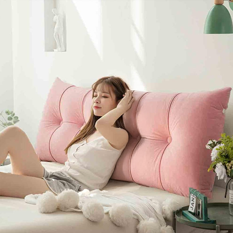 Fluffy Warm Feather-Cotton Backrest - Classic Solid Brushed Triangular Bed Cushion - Moze