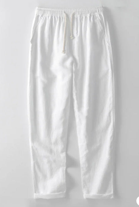 Men's Stand Collar Slim Fit Linen-Cotton Suit Set - Moze