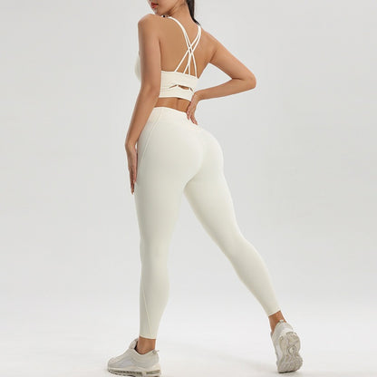 Women's sports and fitness set yoga and running two-piece set bra underwear quick drying base pants - Moze
