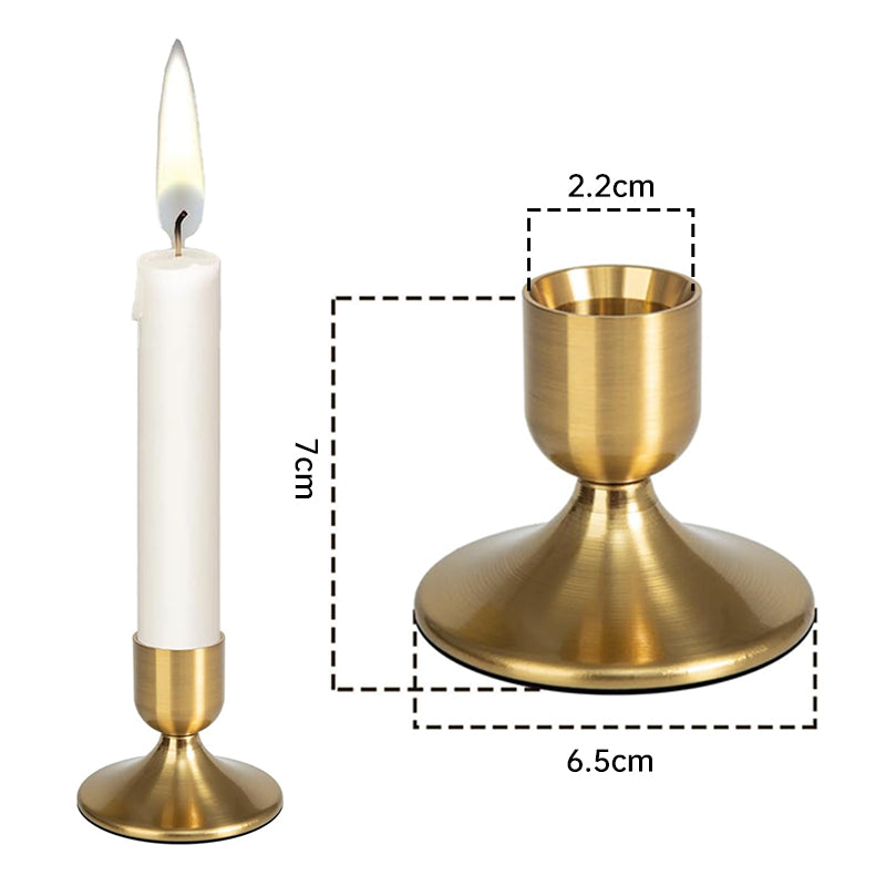 8 pieces of gold candle holder metal conical candle holder - Moze