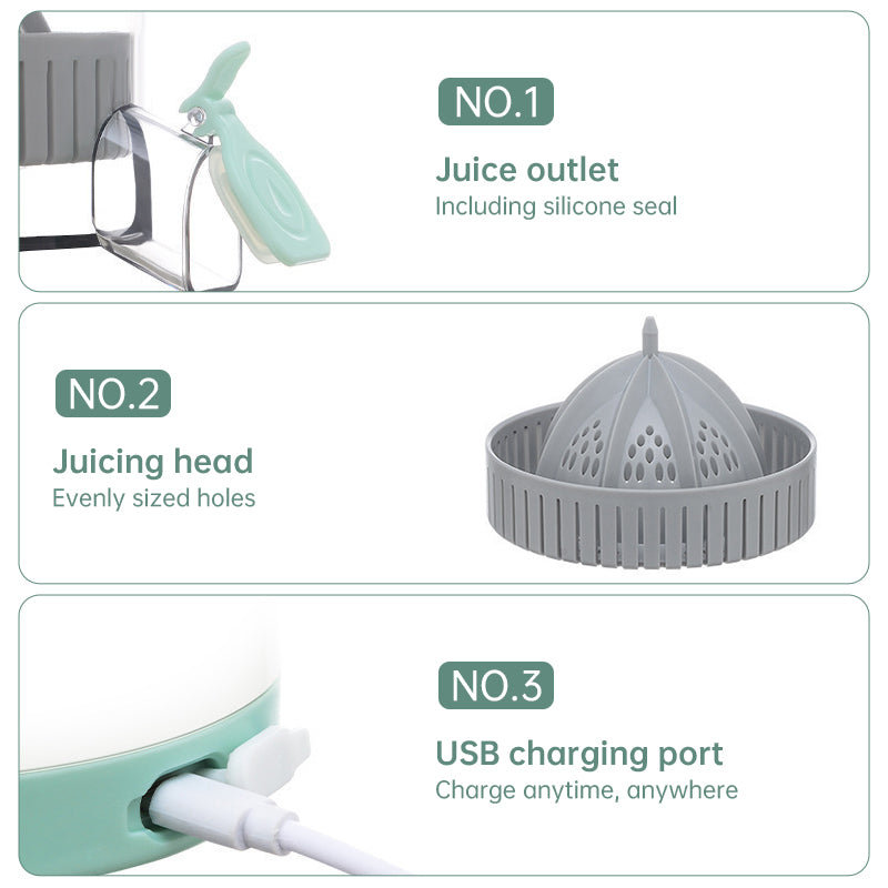 Portable USB - rechargeable slow juicer for oranges, lemons & other fruits. A handy electric blender for home kitchens. - Moze