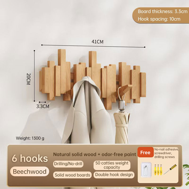 Solid Wood Hanger, Piano Key Wall Hook, Adhesive Back-of-Door Coat Hook, No Drill Entryway Organizer. - Moze