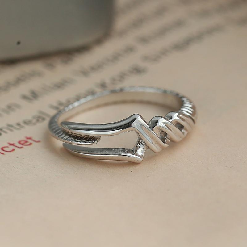 Modern Metal Stone Cross-Opening Design Ring - Moze