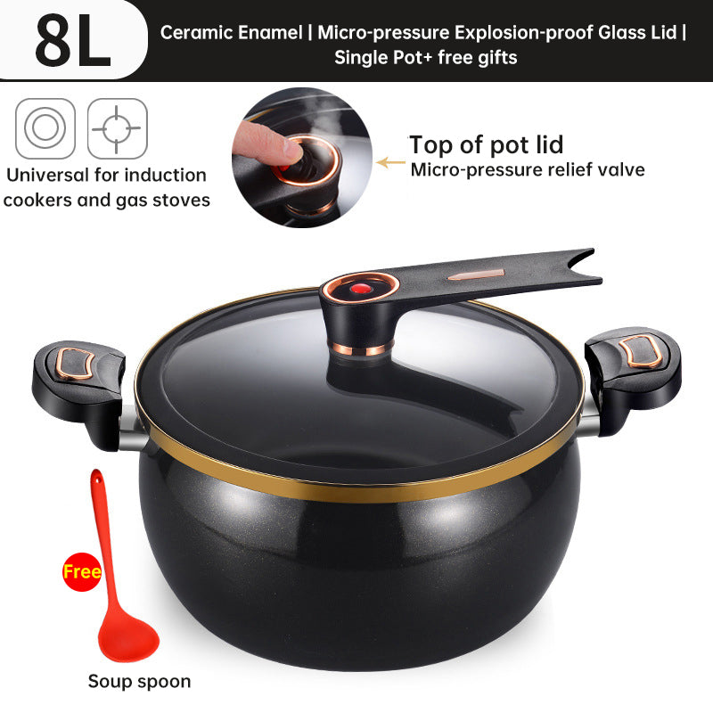 Modern 7L Micro-Pressure Soup Pot - 27cm Non-Stick Stewing Casserole, Includes Spoon, Safe for Induction & Gas Cooking - Moze