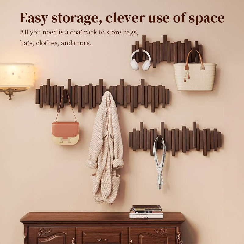 Solid Wood Hanger, Piano Key Wall Hook, Adhesive Back-of-Door Coat Hook, No Drill Entryway Organizer. - Moze