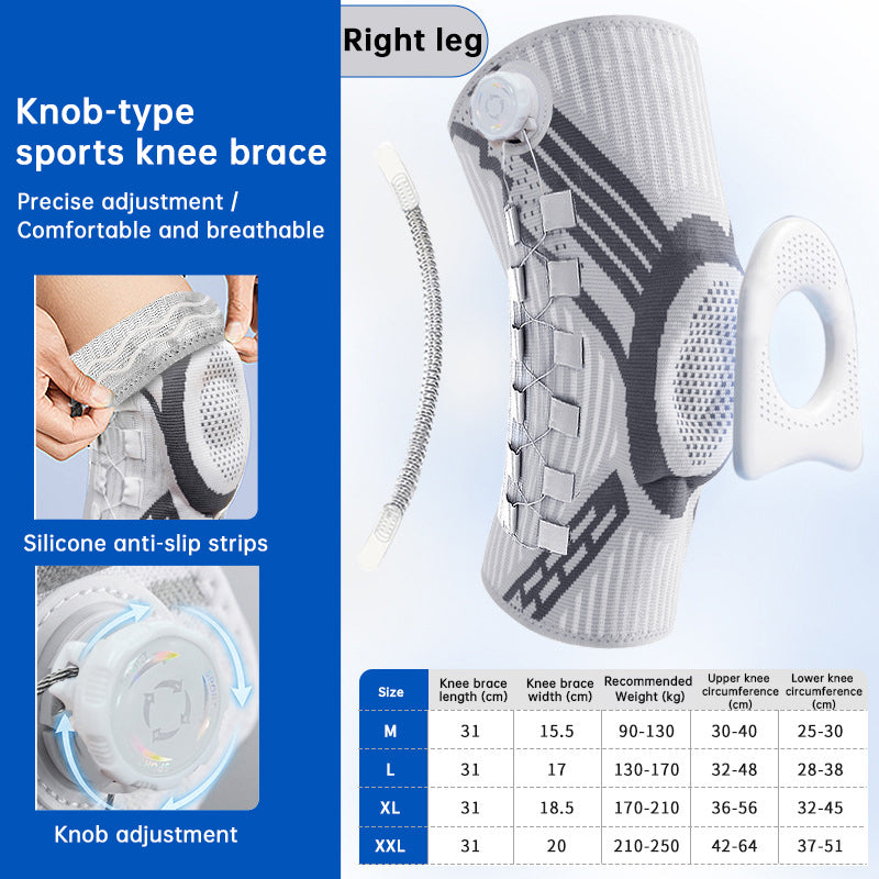 Adjustable Knob Knee Brace with Spring Support, Slim Shin Defender Basketball Knee Pads, Non-Slip Compression Sports Protector - Moze