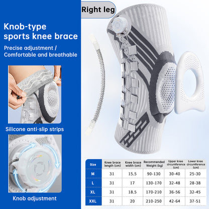 Adjustable Knob Knee Brace with Spring Support, Slim Shin Defender Basketball Knee Pads, Non-Slip Compression Sports Protector - Moze