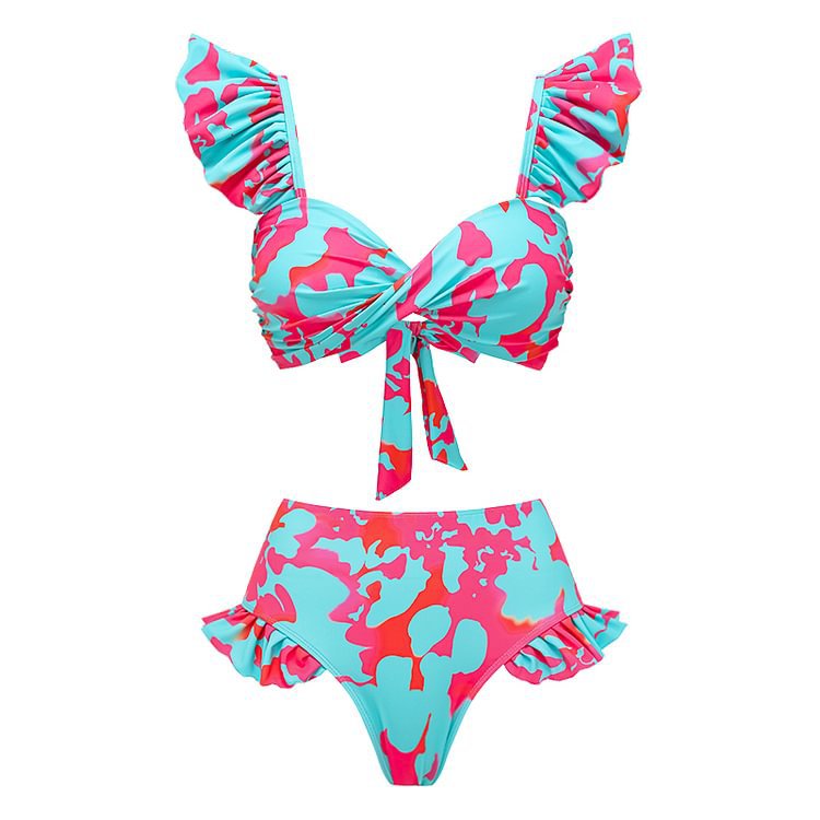 High-Waist Bikini Two-Piece Swimsuit with Beach Vacation Skirt Set for Women - Moze
