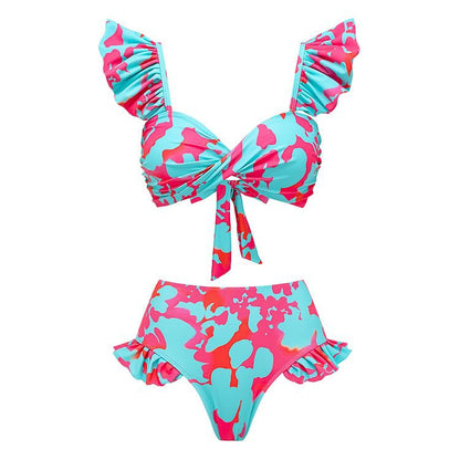 High-Waist Bikini Two-Piece Swimsuit with Beach Vacation Skirt Set for Women - Moze