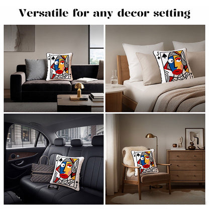Cartoon Embroidered Square Pillow - Soft Quirky Big Eyes Game Cushion, Decorative Plush Throw Pillow for Home & Bedroom - Moze