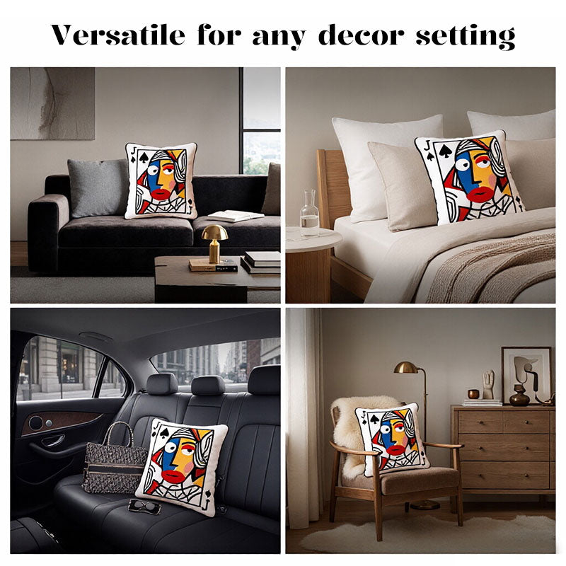 Cartoon Embroidered Square Pillow - Soft Quirky Big Eyes Game Cushion, Decorative Plush Throw Pillow for Home & Bedroom - Moze