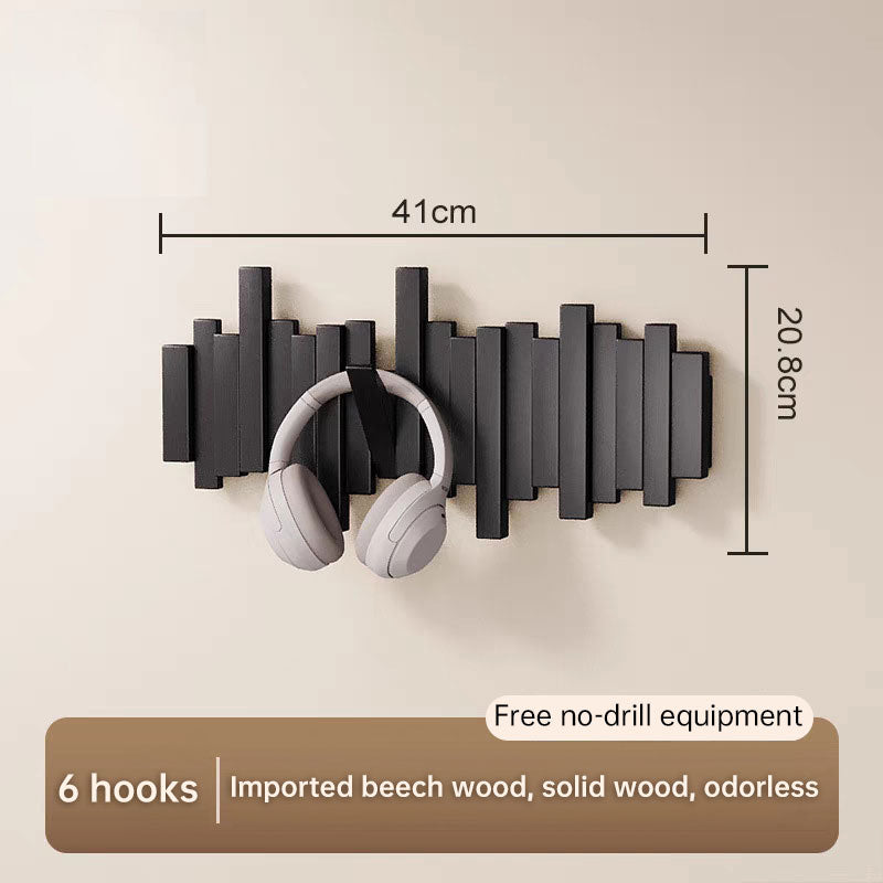 Solid Wood Hanger, Piano Key Wall Hook, Adhesive Back-of-Door Coat Hook, No Drill Entryway Organizer. - Moze