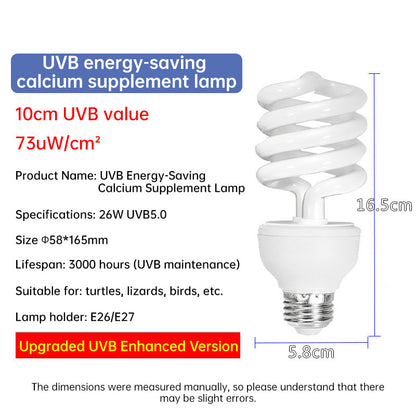 UVB 5.0 10.0 Reptile Heating Lamp13W 26W UVB Rays Energy Heating Light EU/US Calcium-enriched Bulb Lamp for Turtle Lizard Snake - Moze