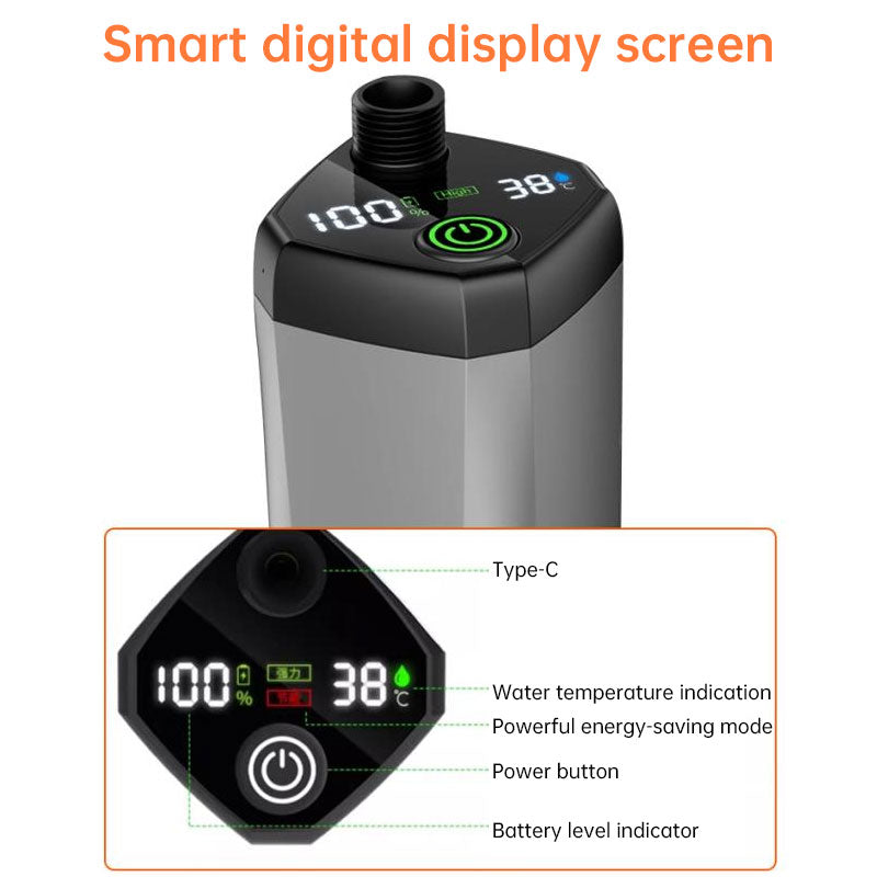 Portable Outdoor Shower Kit, 6000mAh Rechargeable Water Pump with Display for Camping & Pet Bath - Moze