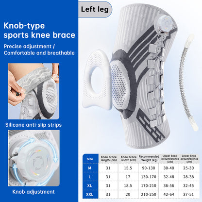 Adjustable Knob Knee Brace with Spring Support, Slim Shin Defender Basketball Knee Pads, Non-Slip Compression Sports Protector - Moze