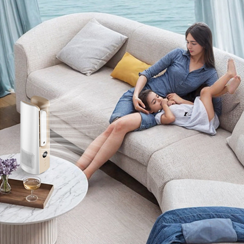 2025 NEW Portable Tower Fan – 6 Speeds, Mist Bladeless, for Bedroom/Living Room/Office - Moze