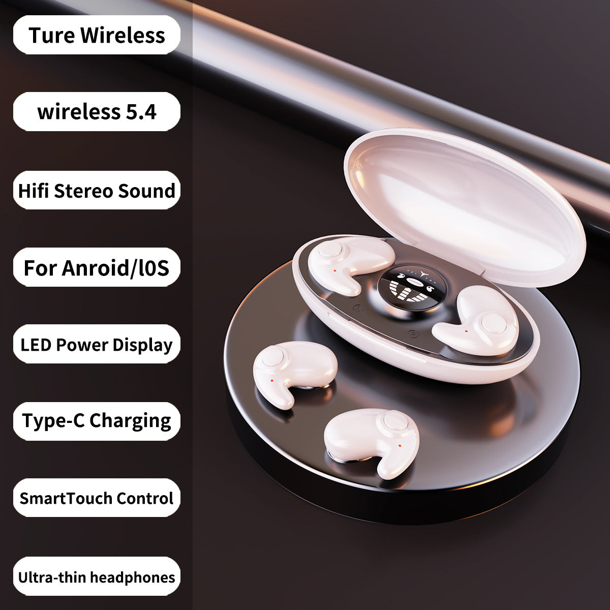 Sleep Bluetooth Earbuds In-Ear – Ultra-Thin, Long Battery - Moze