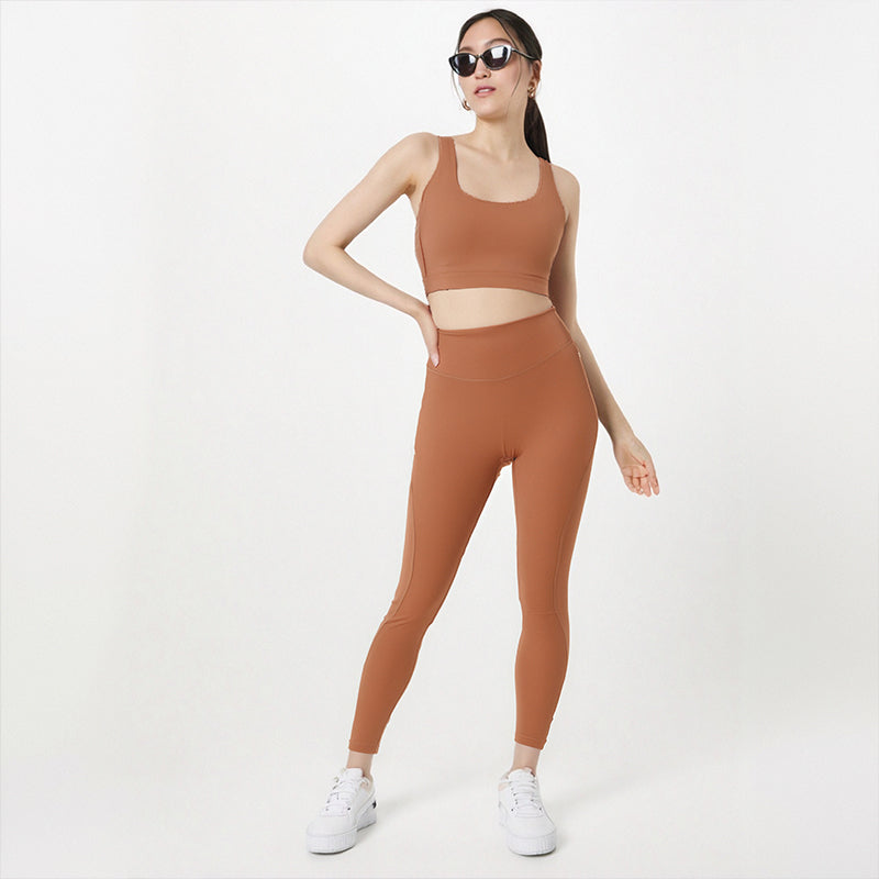 Women's sports and fitness set yoga and running two-piece set bra underwear quick drying base pants - Moze