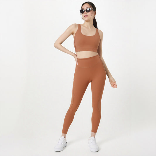 Women's sports and fitness set yoga and running two-piece set bra underwear quick drying base pants - Moze