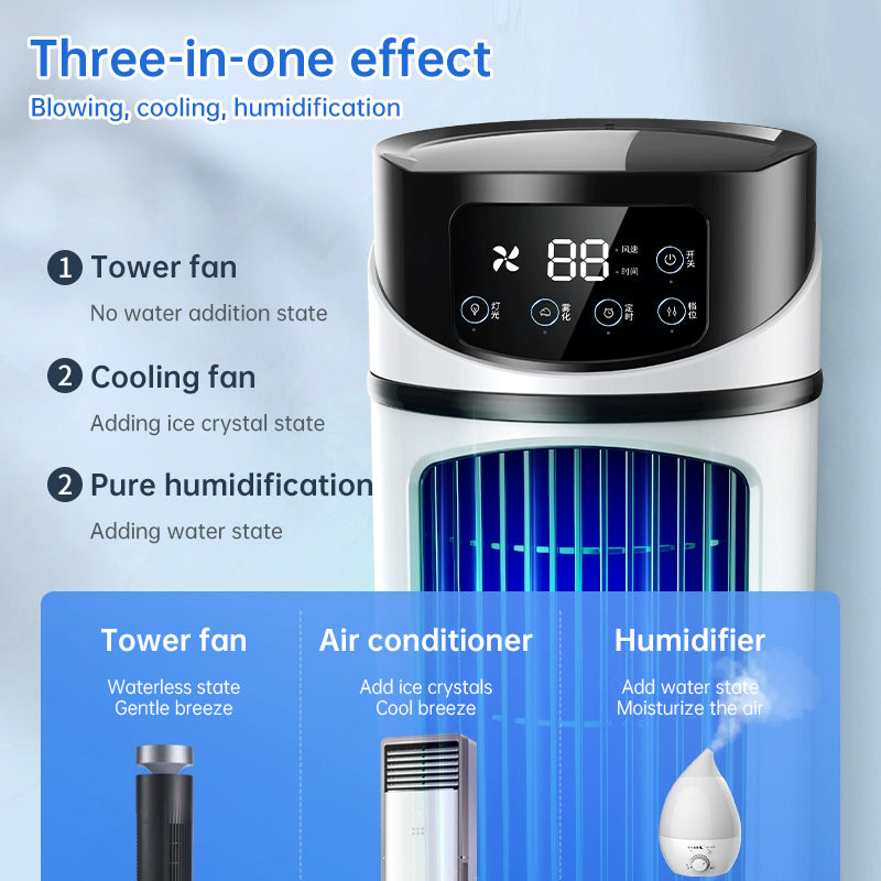 Six - speed timed silent AC cooling fan, new mini portable AC, USB air cooler, bladeless electric fan. - Moze