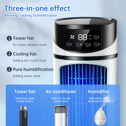 Six - speed timed silent AC cooling fan, new mini portable AC, USB air cooler, bladeless electric fan. - Moze