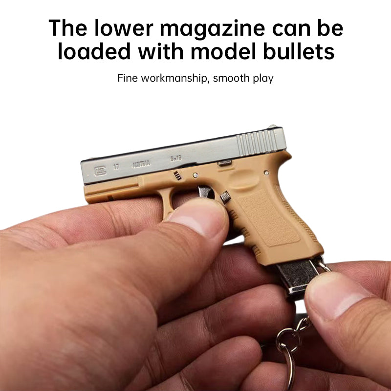 New Empire 1:3 Glock G17 alloy keychain, realistic gun model with detachable soldier gear & bullets. - Moze