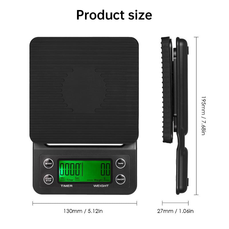 Digital kitchen coffee scale with timer, high - precision LCD, 5kg/0.1g - Moze