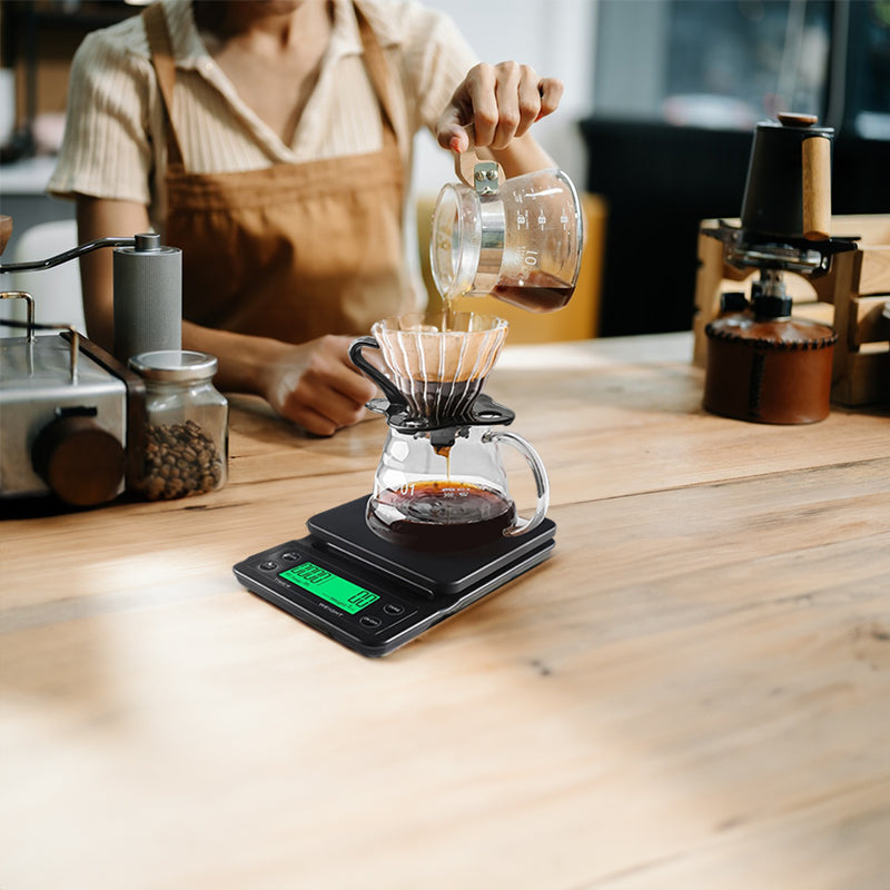 Digital kitchen coffee scale with timer, high - precision LCD, 5kg/0.1g - Moze