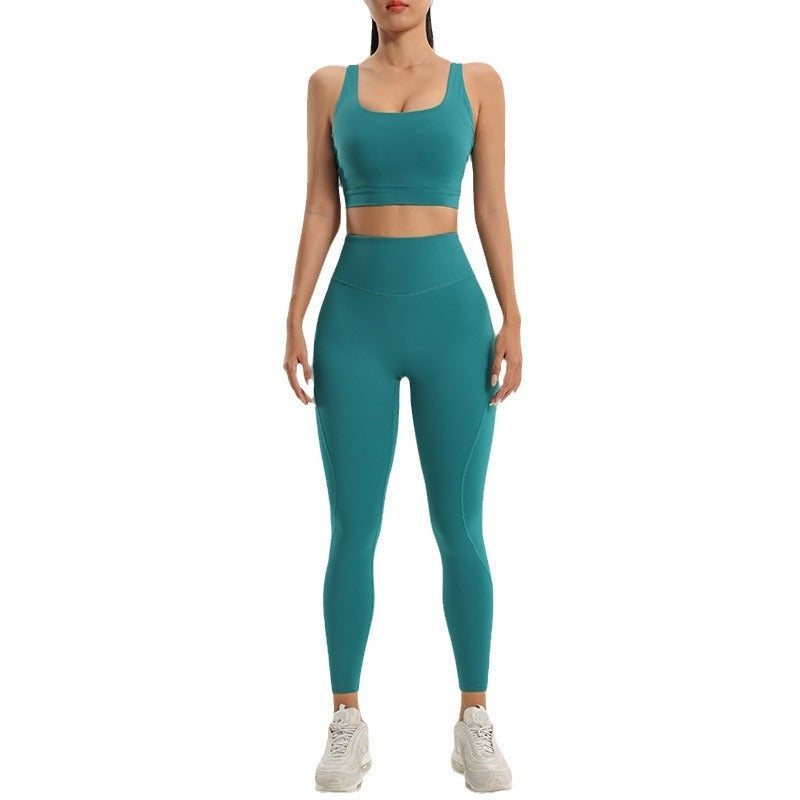 Women's sports and fitness set yoga and running two-piece set bra underwear quick drying base pants - Moze