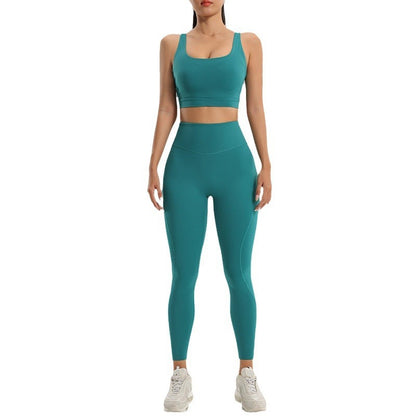 Women's sports and fitness set yoga and running two-piece set bra underwear quick drying base pants - Moze