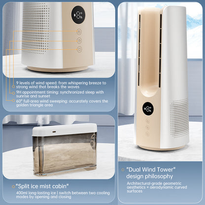 2025 NEW Portable Tower Fan – 6 Speeds, Mist Bladeless, for Bedroom/Living Room/Office - Moze