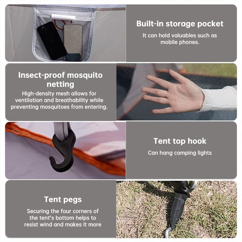 3-12 Person Double Layer 2-Bedroom Family Tunnel Camping Tent Waterproof Windproof UV Resistant for Outdoor Hiking & Camping - Moze